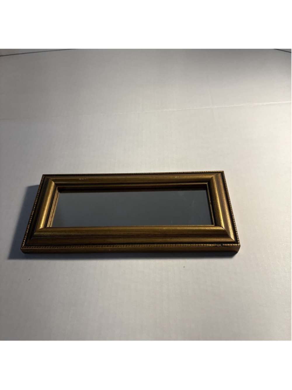 Ornate Gold Wood Wall/shelf Mirror Small Rectangle Gilt Stepped Frame 1211